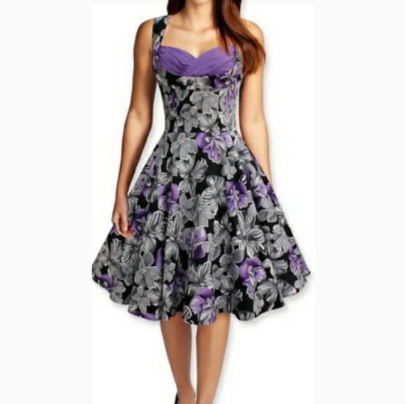 🆕⭐ 1950's Purple floral vintage style dress - Picture 3 of 5